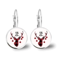 Close-up of silver leverback earrings featuring buffalo plaid reindeer and Oh My Deer text - Oh My Deer Reindeer Style (JY007739-9)