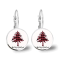 Detail of lever-back earrings with red plaid Christmas tree and Merry Christmas text - Plaid Christmas Tree Style (JY007739-7)