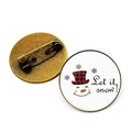 Let It Snow Christmas snowman badge brooch with red plaid hat and pin back - Let It Snow Snowman Face Style (JY007737-5)