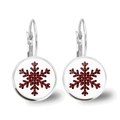 Boucles d'oreilles flocon de neige de Noël avec pendentif rond à motif écossais rouge - Style Flocon de Neige à Carreaux (JY007739-1)