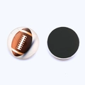 Détail du dôme en verre avec motif rugby et du dos magnétique noir de l'aimant de 30mm - Style Motif Football Américain (JY007722-9(30MM))