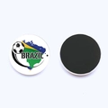 Macro detail of Brazil soccer fridge magnet showing the magnetic back and front design - BRAZIL Map Outline Style (JY007734-9) / 25mm
