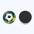 Front and back view of 25mm soccer crystal glass magnetic fridge sticker with football pattern - Yellow Green Blue Abstract Soccer Style (JY007734-6) / 25mm