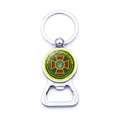 Detail of silver bottle opener keychain with Ukraine National Guard emblem and polished finish - Xswx4515-4