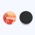 Japanese art fridge magnet with red fan and cherry blossoms on round crystal glass - Japanese Red Fan and Cherry Blossoms (JY007816-20)