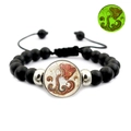 Glow-in-the-dark Aquarius constellation black beaded bracelet with adjustable rope cord - Aquarius