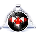 Artistic Canada flag maple leaf glass cabochon pendant with silver chain necklace - Artistic Spray Maple Leaf (JY007841-5)