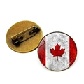 Vintage Canada flag glass gem brooch with bronze metal backing and maple leaf design - Retro Worn Texture Style (JY007845-1)