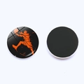 Detailed view of 25mm basketball silhouette fridge magnet with crystal glass finish - Orange Black Slam Dunk Silhouette (JY007837-7)