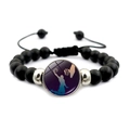 Bracelet de basket réglable en perles noires avec pendentif en verre motif dunker - Silhouette Dunk Dégradé Ciel Étoilé (JY007835-10)