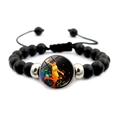 Bracelet de basket-ball réglable avec perles noires mates et silhouette artistique de dunk - Silhouette Dunk d'Encre à Éclaboussures Colorées (JY007835-9)