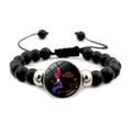 Bracelet de basket à perles noires élastiques avec breloque The Game pour fans de sport - Silhouette Dunk Dégradé Violet (JY007835-1)