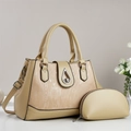 Borsa tote beige di grande capacità con borsellino abbinato e tracolla regolabile - Cachi