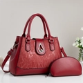 Set borsa a mano alla moda in pelle rosso scuro con tracolla regolabile e portamonete piccolo - Borgogna