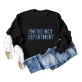 Black crewneck sweatshirt with Emergency Department blue letter print for casual wear - S / Black