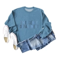 Flat lay of blue-grey sweatshirt with Emergency Department print and casual styling - S / Blue