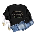 Flat lay of black Soccer NANA sweatshirt with leopard print football graphics and jeans - S / Black