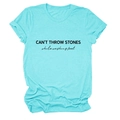 Detail of the high-quality cotton fabric and black letter print on teal crew neck t-shirt - Deep Water Blue (Black Font)
