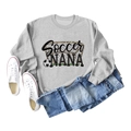 Grey Soccer Nana sweatshirt with leopard football print on flat lay white background - S / Gray
