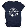 Flat-lay view of dark blue Boy Mom T-shirt with sports balls icons and white text - Navy Blue (White Font)