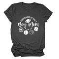 Detail of grey crewneck T-shirt with 'Surrounded By Balls' and 'Boy Mom' sports print - Heather Gray (White Font)