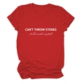 Detail shot of slogan print and cotton knit texture on this red crew neck t-shirt - Red (White Font)