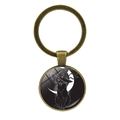 Detail of vintage bronze keychain featuring a black cat with witch hat and crescent moon - Witch Hat Crescent Moon Cat Style (JY007899-8)