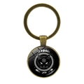 Detail of gothic bronze keychain with mystical black cat and moon phases glass pendant - Moon Phase Pentagram Cat Style (JY007899-7)
