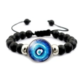 Elastisches schwarzes Perlenarmband mit bösem Blick und verstellbarer Kordel für alle - Nazar Blau-Weiß Muster Stil (JY007914-2)