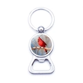 Silberner Kardinalvogel Schlüsselanhänger Flaschenöffner mit Glasanhänger für Souvenirs - Kardinal Schneeszene (JY007886-1)