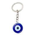 Portachiavi occhio di Allah turco con ciondolo amuleto in vetro blu su bianco - Jy007903-1
