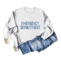 Light gray crewneck sweatshirt with blue gradient Emergency Department print and jeans - S / White