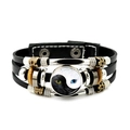 Bracciale in pelle gatto Yin Yang retrò con ingranaggi punk e ciondolo in vetro - Gatti Yin Yang (JY007935-13)