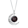 Collier lune évidé en argent avec pendentif nébuleuse et chaîne élégante pour femme - Style Ciel Nocturne Fantastique (JY008005-11)