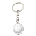 Vue détaillée du porte-clés de golf avec pendentif texturé réaliste en métal argenté - Jy007982-12