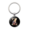 Detailed close-up of a glass pendant keychain featuring a floral letter Z design - Letter Z (JY008011-Z)