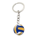Vue détaillée du porte-clés volley-ball en verre avec motif bleu jaune blanc - Style Volleyball Tricolore (JY007982-8)