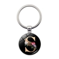 Detailed view of the letter S keychain pendant with white roses and purple floral art - Letter S (JY008011-S)