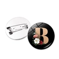 Blumen Buchstabe B Brosche mit Glaskuppel und silberner Metallnadel auf Weiß - Buchstabe B Stil (JY008014-B)