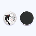 Aimant de réfrigérateur Dragon Yin Yang Carpe Koï en verre cristal rond 25mm pour décoration - Style Tai Chi Poisson Koi (JY007996-8)