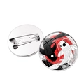 Yin Yang Koi Fish Brooch Badge featuring Japanese style ink painting and silver metal back - Japanese Ink Wash Koi Style (JY007988 Silver-9)