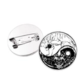 Yin Yang Dragon and Tiger brooch pins with silver alloy base on a white background - Dragon & Tiger Tai Chi Yin Yang Style (Silver)