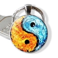 Yin Yang draak maan sleutelhanger met creatieve water en vuur tai chi legering hanger - Water Vuur Fusie (JY007994-11)