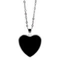 Custom heart pendant necklace with black smooth mirror finish and silver link chain - Custom Photo