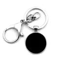Porte-clés en métal argenté avec pendentif rond personnalisable et fermoir mousqueton - Style Rond