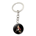 Floral alphabet A keychain with crystal glass pendant on white background - Letter A (JY008024-A)