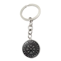 Nordic Viking Vegvisir compass keychain with Elder Futhark runes in silver finish - Antique Silver Vegvisir Style (JY008064-1)