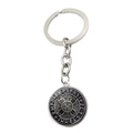 Nordic Viking keychain with Odin symbol and runes in vintage silver metal finish - Antique Silver Celtic Knot Style (JY008064-3)