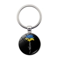 Vue détaillée du pendentif tournesol drapeau Ukraine avec anneau en métal argenté - Tournesol UKRAINE Manuscrit (JY008067-12)