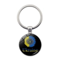 Détail du porte-clés drapeau Ukraine avec tournesol et emblème sous dôme de verre poli - Style Emblème Tournesol UKRAINE (JY008067-11)